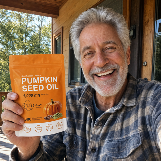 A man on his porch holding the Beworths pouch