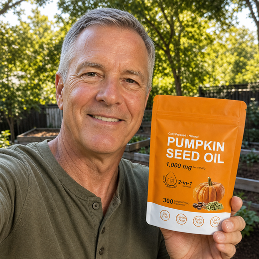 A man in his garden holding the Beworths pouch